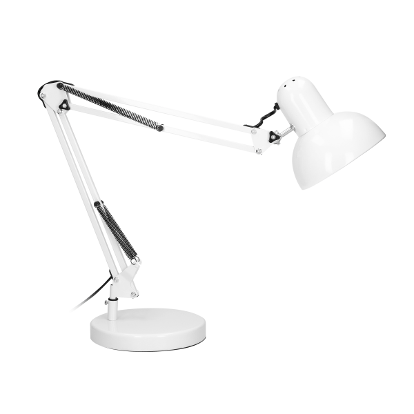 DEON desk lamp, 10W, E27, high, steel, white DEON desk lamp, 10W, E27, high, steel, white